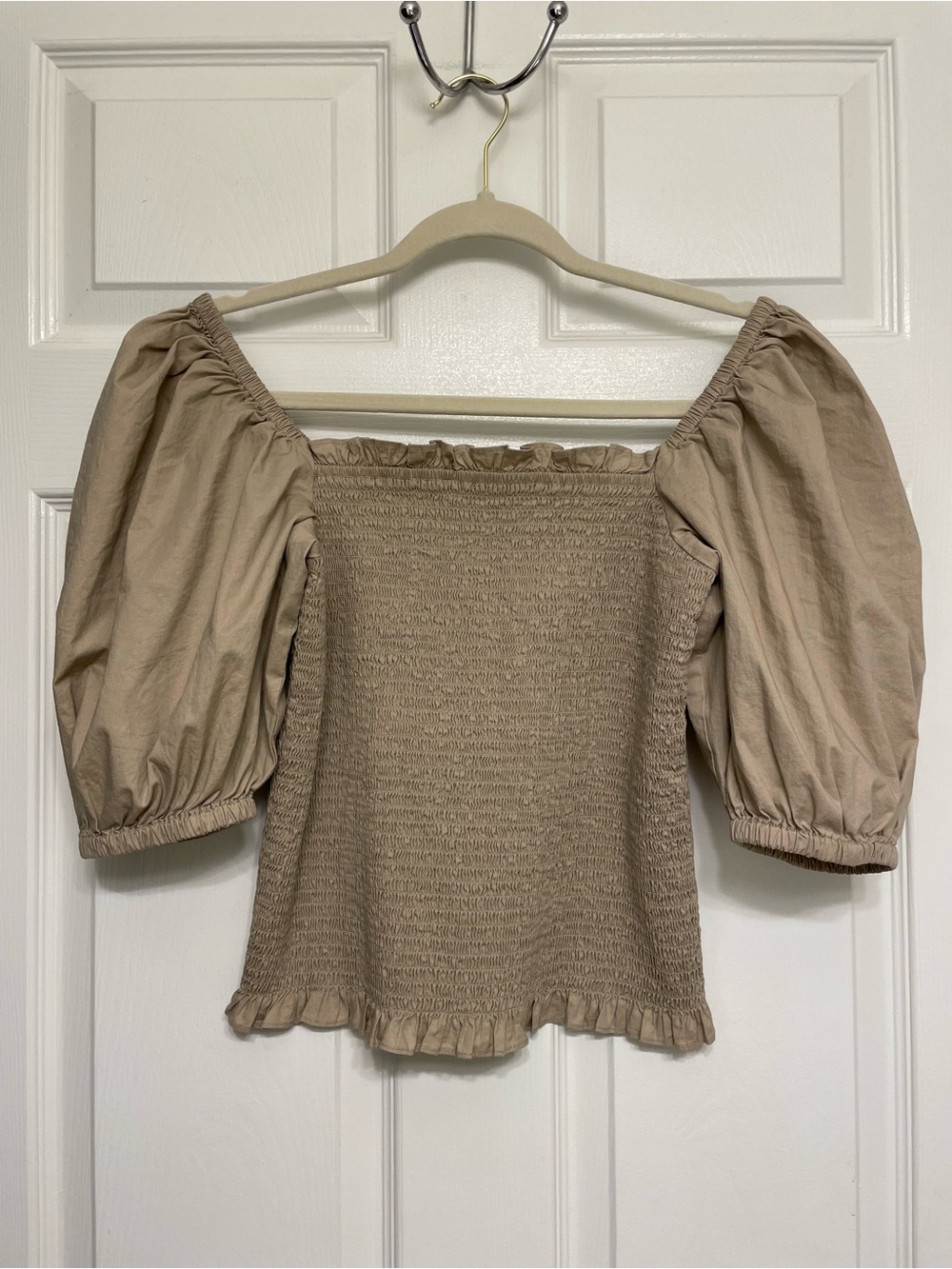 INC International Concepts Smocked Puff-Sleeve Top NWT Med
